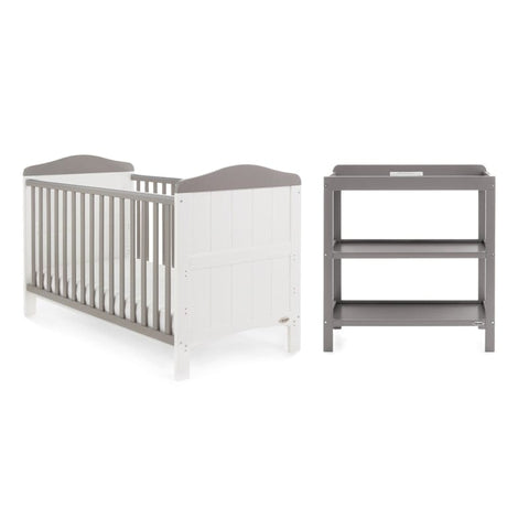 Obaby Cot & Cot Bed OBABY White with Taupe Whitby 2 Piece Room Set