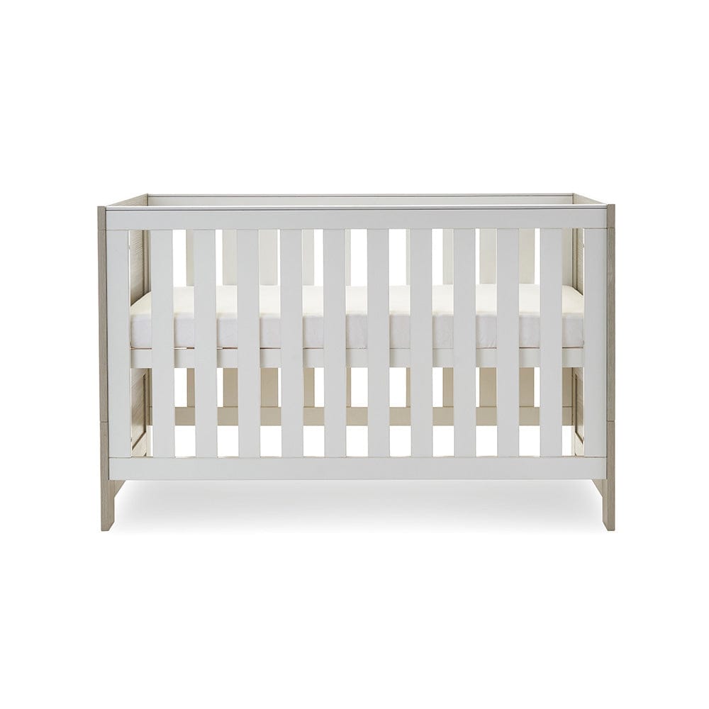 Obaby Cot Greywash with white Obaby - Nika Cot Bed - Direct Delivery