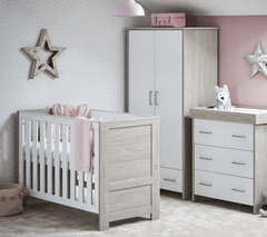 Obaby Nursery Furniture Grey Wash & White Obaby Mini Nika 3 Piece Room Set  - Direct Delivery