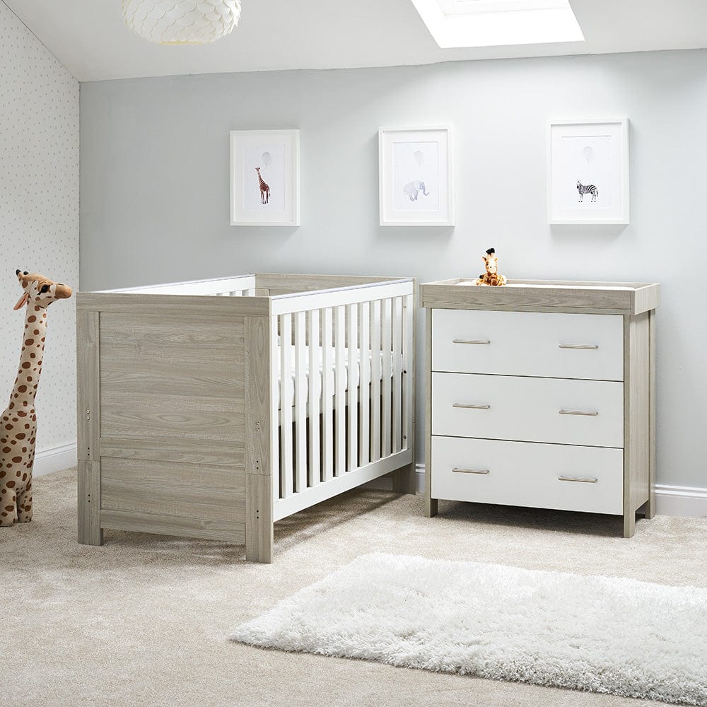 Obaby Nursery Furniture Set Grey Wash & White Obaby Nika 2 Piece Room Set - Direct Delivery