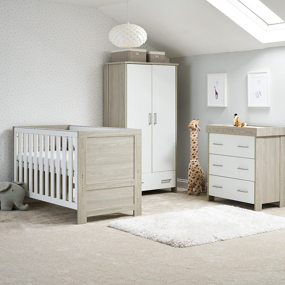 Obaby Nursery Furniture Set Grey Wash & White Obaby Nika 3 Piece Room Set - Direct Delivery