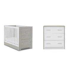Obaby Nursery Furniture Set Grey Wash & White with Under Drawer Obaby Mini Nika 2 Piece Room Set - Direct Delivery