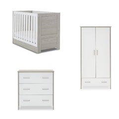 Obaby Nursery Furniture Set Grey Wash & White with Under Drawer Obaby Mini Nika 3 Piece Room Set  - Direct Delivery