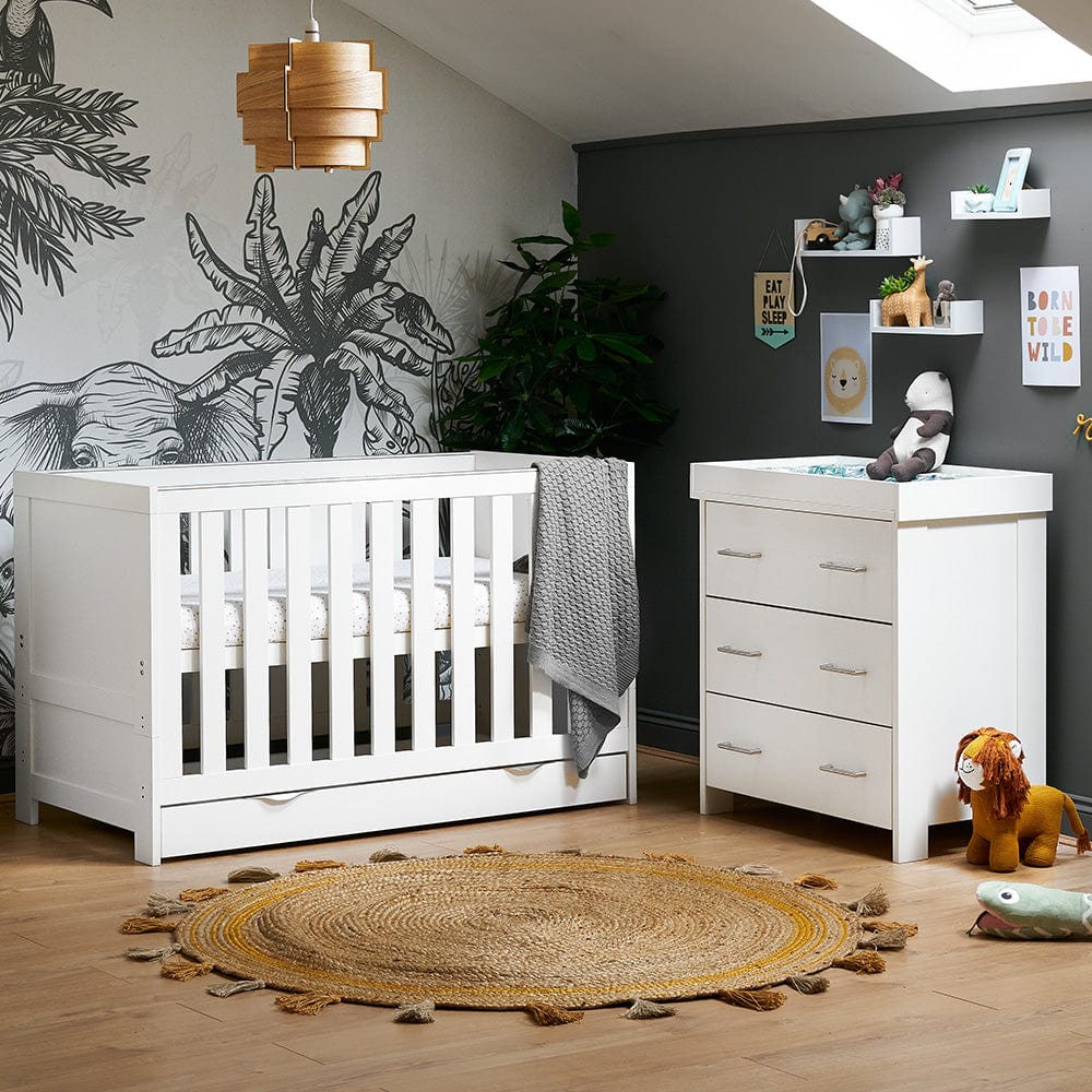 Obaby Nursery Furniture Set White Wash with Under Drawer Obaby Nika 2 Piece Room Set - Direct Delivery