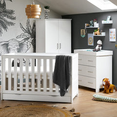Obaby Nursery Furniture Set White Wash with Under Drawer Obaby Nika 3 Piece Room Set - Direct Delivery