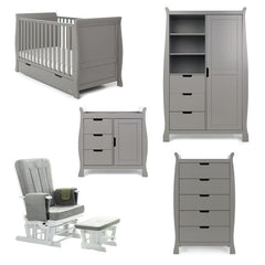 Obaby Nursery Furniture Taupe Grey Obaby Stamford Classic Sleigh 5 Piece Room Set - Direct Delivery