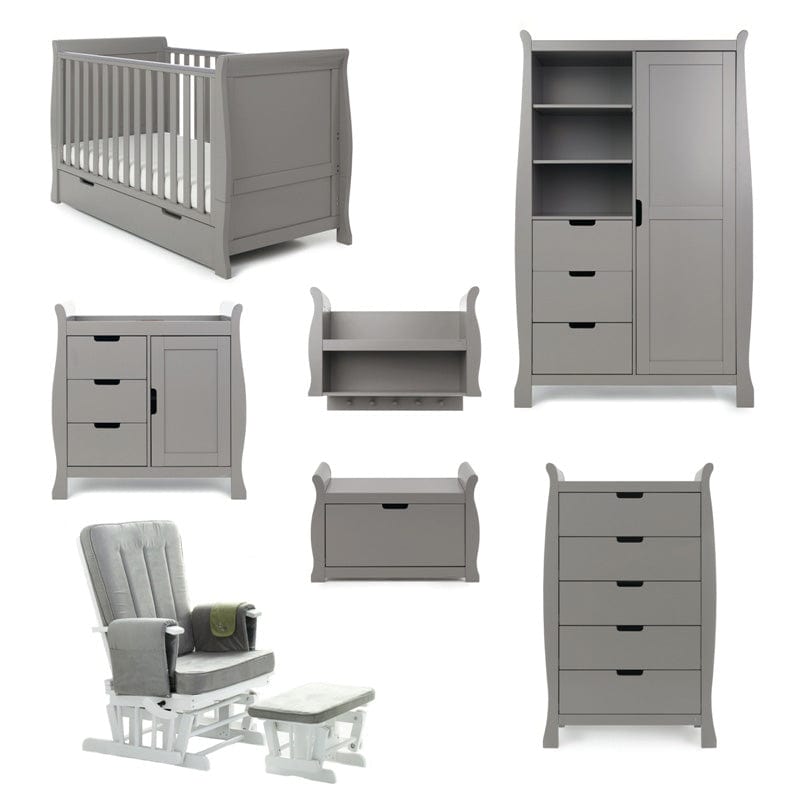 Obaby Nursery Furniture Taupe Grey Obaby Stamford Classic Sleigh 7 Piece Room Set - Direct Delivery