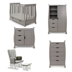 Obaby Nursery Furniture Taupe Grey Obaby Stamford Mini Sleigh 5 Piece Room Set - Direct Delivery