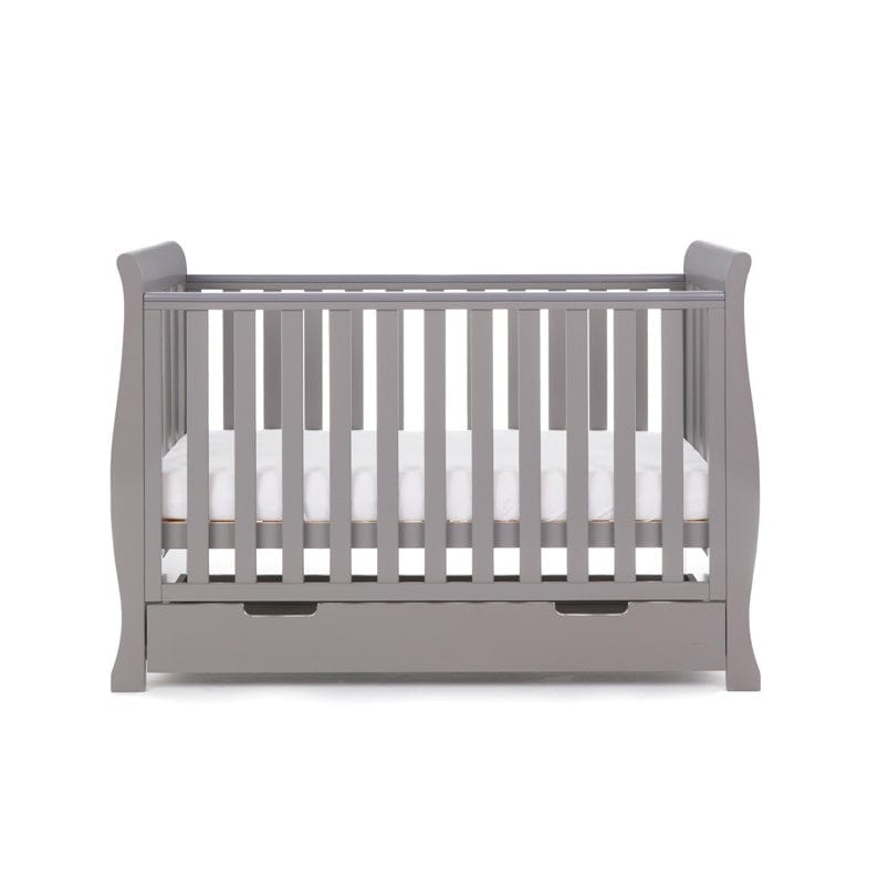 Obaby Nursery Furniture Taupe Grey Obaby Stamford Mini Sleigh Cot Bed -& Moisture Management Mattress - Direct Delivery