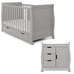 Obaby Nursery Furniture Warm Grey Obaby Stamford Classic Sleigh 2 Piece Room Set - Direct Delivery