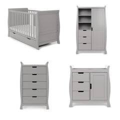 Obaby Nursery Furniture Warm Grey Obaby Stamford Classic Sleigh 4 Piece Room Set - Direct Delivery