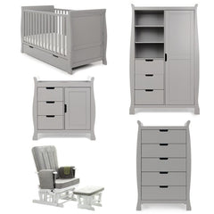 Obaby Nursery Furniture Warm Grey Obaby Stamford Classic Sleigh 5 Piece Room Set - Direct Delivery