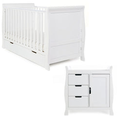 Obaby Nursery Furniture White Obaby Stamford Classic Sleigh 2 Piece Room Set - Direct Delivery