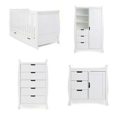 Obaby Nursery Furniture White Obaby Stamford Classic Sleigh 4 Piece Room Set - Direct Delivery