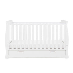 Obaby Nursery Furniture White Obaby Stamford Classic Sleigh Cot Bed & Breathable Mattress - Direct Delivery