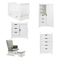 Obaby Nursery Furniture White Obaby Stamford Mini Sleigh 5 Piece Room Set - Direct Delivery