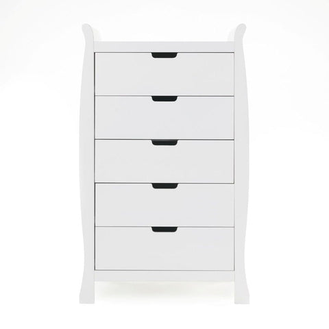 Obaby Nursery Furniture White Obaby Stamford Sleigh Tall Chest of Drawers - Direct Delivery