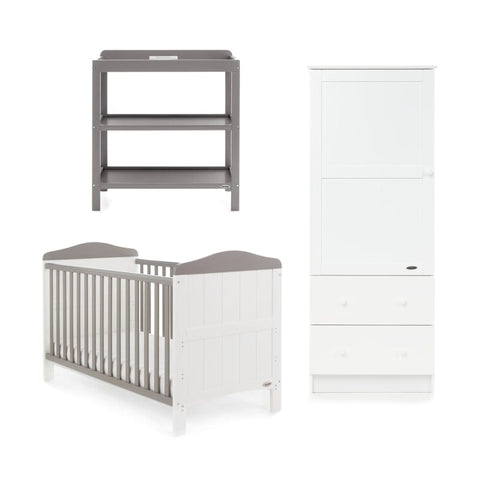 Obaby Nursery Room Set OBABY Whitby White with Taupe Grey 3 Piece Room Set
