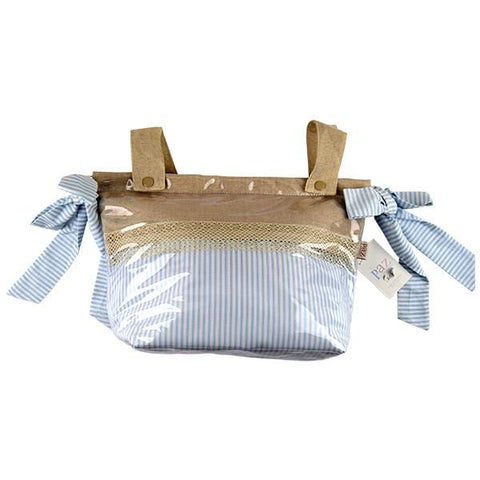 Paz Rodriguez Laminated Blue & White Stripe Pram Bag - Bags