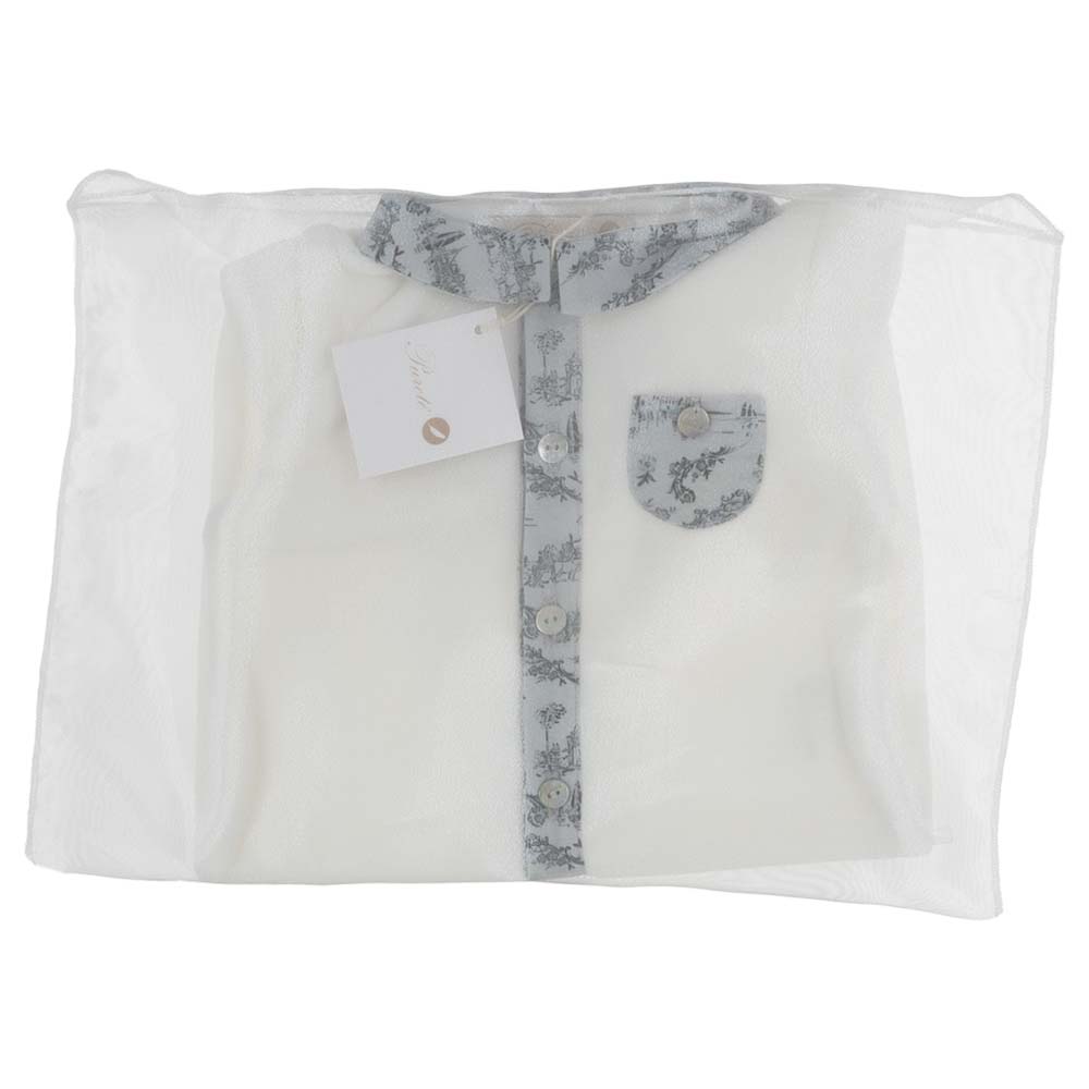 Purete Du... Bebe Babygrow Pureté Du... Bébé Boys Ivory Velour & Toile de Jouy Babygrow