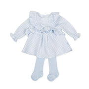 Tutto Piccolo Blue Plaid Dress with Tights - Dress
