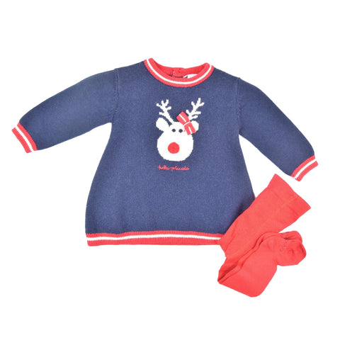 Tutto Piccolo Reindeer Dress with Tights - Dress